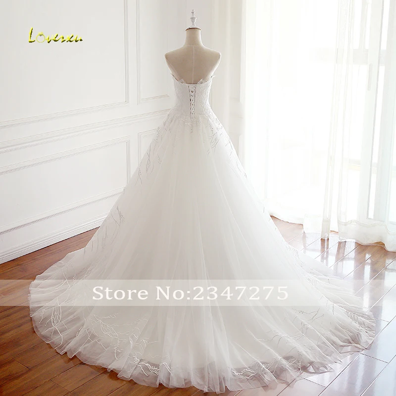 Loverxu Robe De Mariee без бретелек ТРАПЕЦИЕВИДНОЕ кружевное свадебное платье 2019