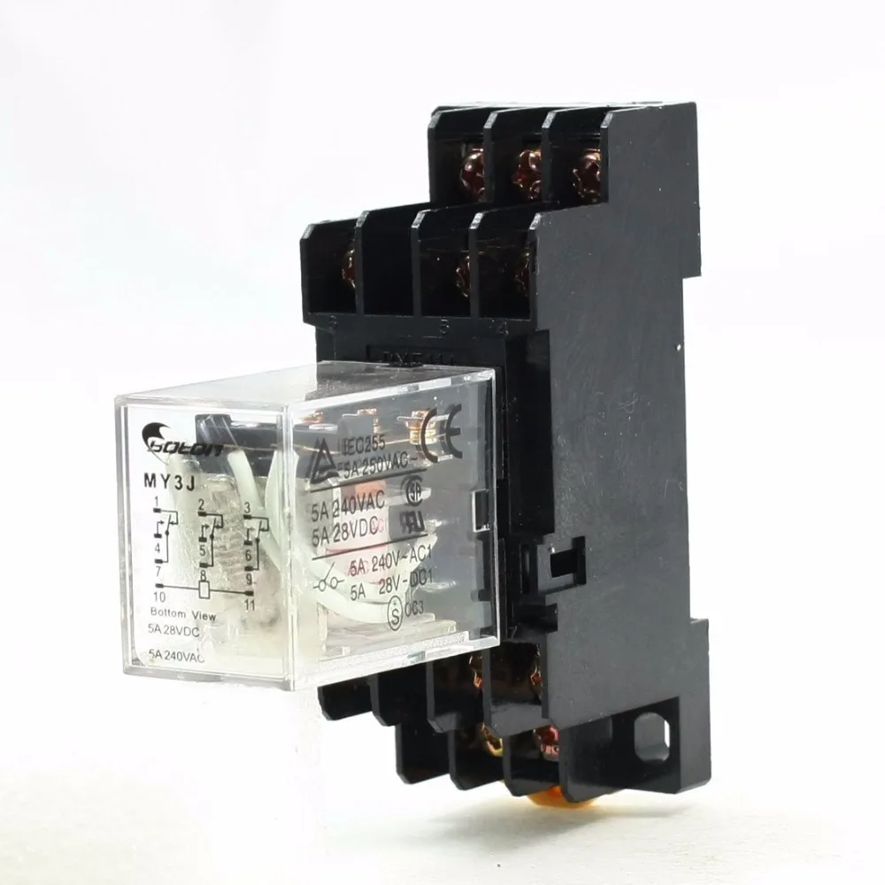 MY3J AC 110В катушка 3PDT 11 контактное электромагнитное реле мощности 5A 250VAC/28VDC w Base|relay