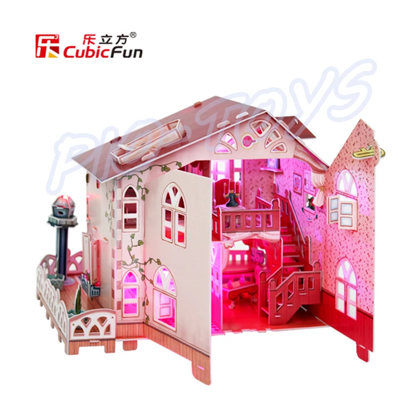 Красивый подарок бунгало кукольный домик 3D головоломки светодиодный ным