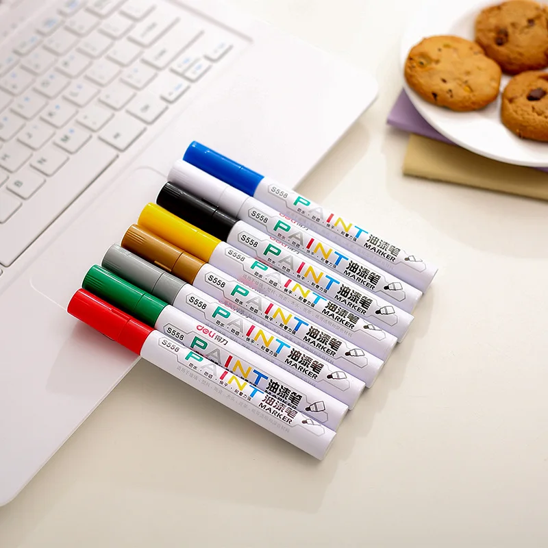 Перманентные водонепроницаемые фломастеры Deli с закругленным носком мгновенная