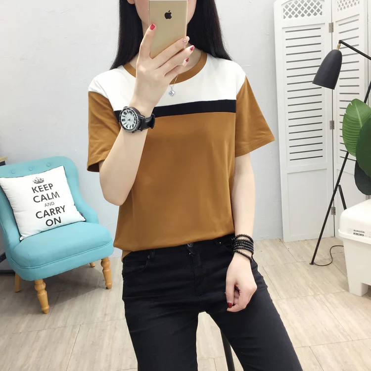 Летняя футболка с коротким рукавом женские топы Camisas Mujer Футболка женская футболка с круглым вырезом свободная хлопковая футболка для женщин размера плюс