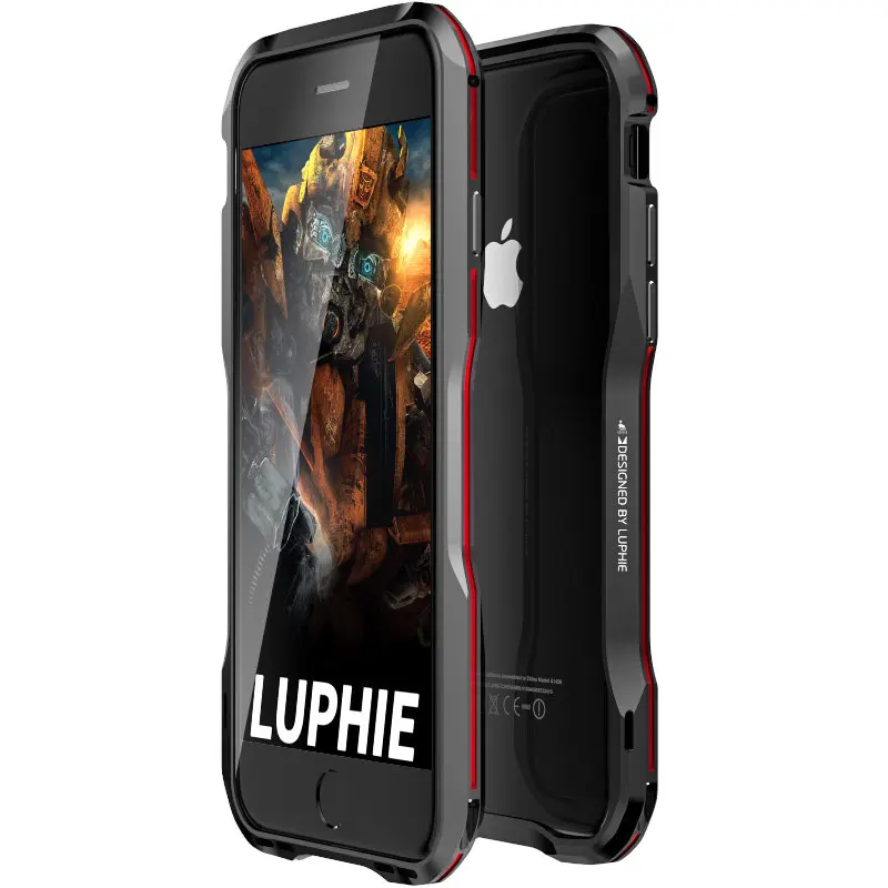 Прочный 3D металлический бампер чехол для Apple iphone 8 7 чехол роскошный алюминиевый каркас Coque для iphone 8 Plus Полный противоударный двойной цвет - Цвет: black red