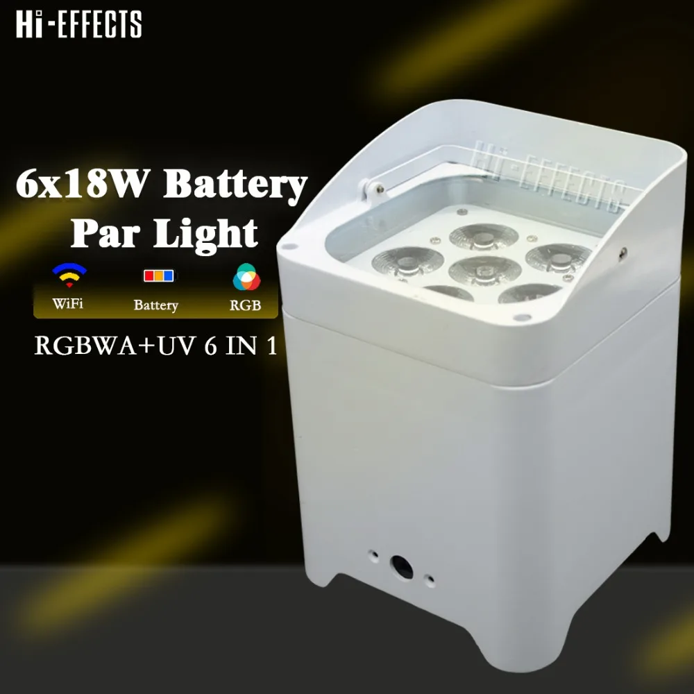 6*18 Вт RGBWA UV 6в1 светодиодный светильник с аккумулятором, беспроводной DMX с iOS и Andorid, приложение для телефона, дистанционное управление, вечерние, свадебные украшения