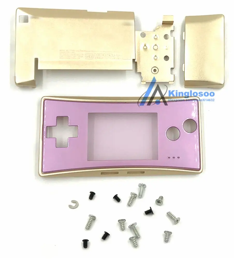 Golden and pink 5 цветов металлический корпус чехол для nintendo Gameboy Micro GBM Передняя Задняя крышка Лицевая панель Держатель батареи w/винт - Цвет: Golden and pink