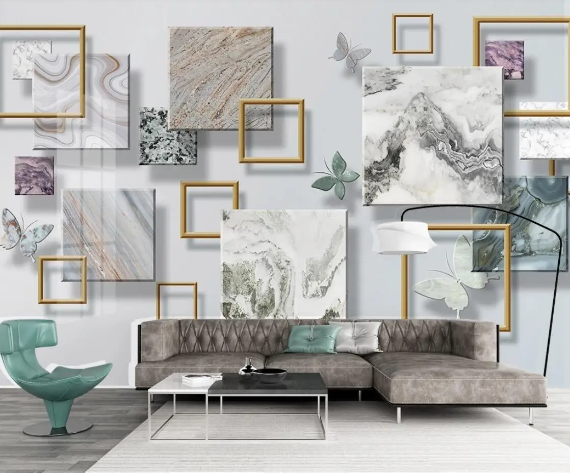 Абстрактная гометрическая мраморная настенная бумага роспись контактная 3D фото