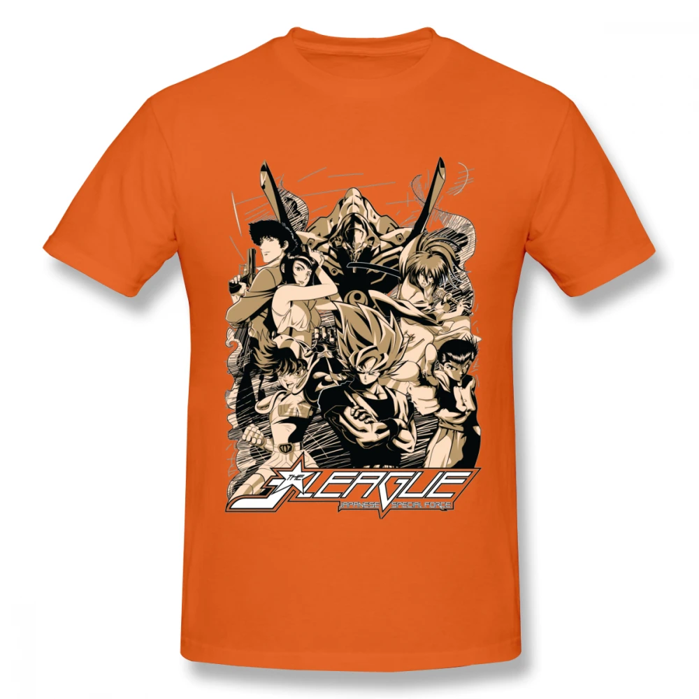 Ретро дизайн японского аниме Sainte Seiya Son Goku ковбой Bebop Himura Kenshin YuYu Hakusho футболка Классическая футболка с героями мультфильмов - Цвет: Оранжевый
