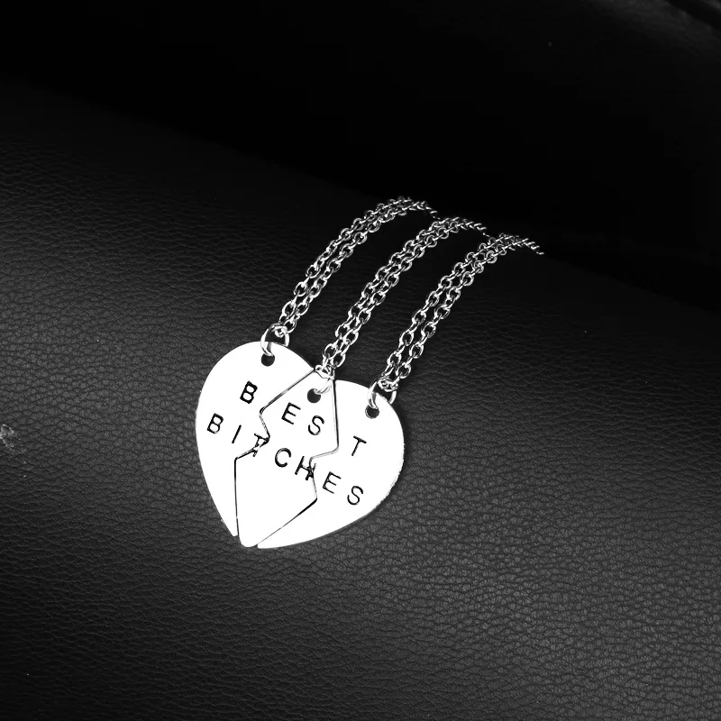 

New fashion necklace best friend best bitches 2/3 broken heart pendant necklace triple stitching girlfriends girlfriend Friendsh