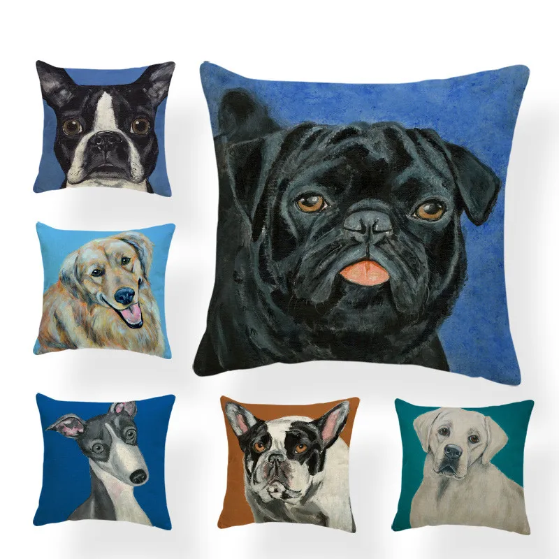 

Подушка Greyhound в виде мопса, подушка в виде французского бульдога, украшение для дома и улицы, наволочка в виде медведя Ebi, наволочка из льна в ...