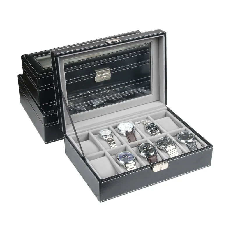 Мужские чехлы-держатели для часов 12 ячеек с губкой обновления запястья окошком