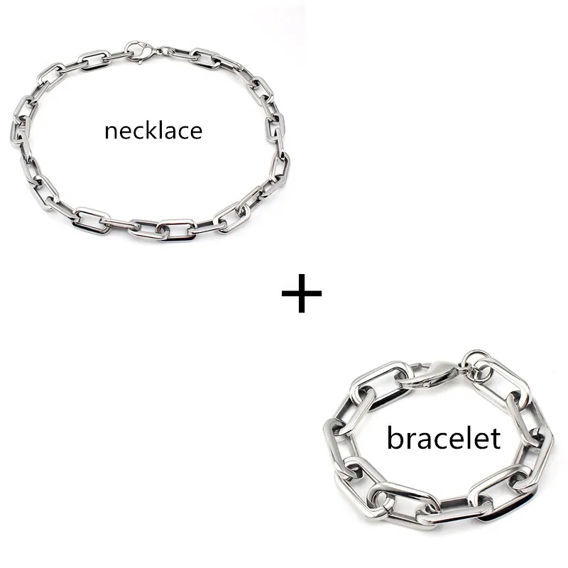 necklace bracelet Массивный браслет-цепочка из нержавеющей стали с закругленными углами, унисекс, серебряный цвет, модное ювелирное изделие, браслет с застежкой-лобстером - Окраска металла: necklace bracelet