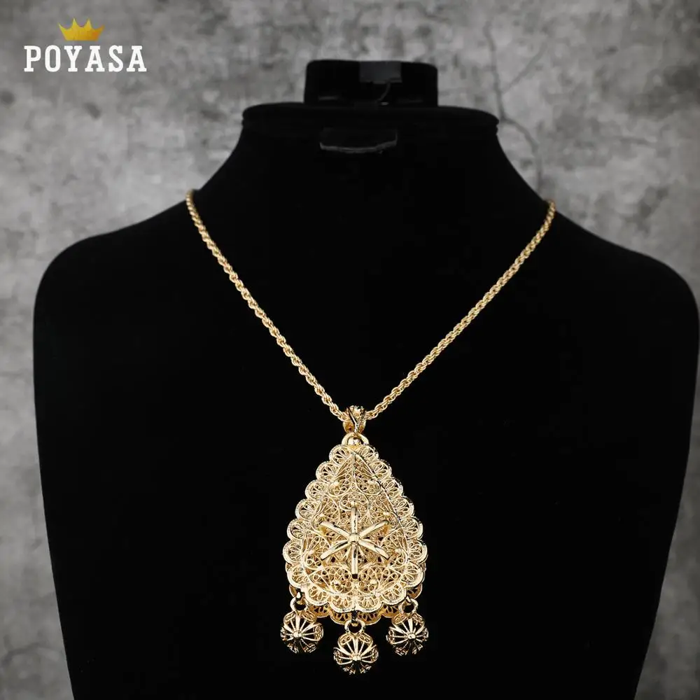 

Gold Color Fashion Ethnic Women Vintage Pendant Necklace Wedding Jewelry