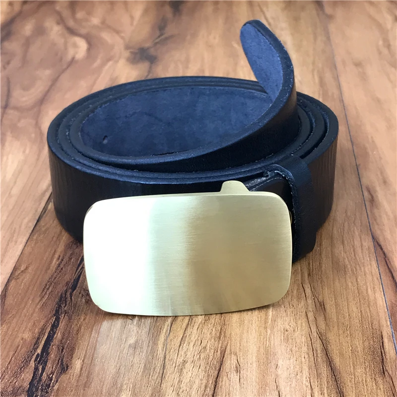 

Solid Brass Belt Buckle Genuine Leather Men Belt Jeans Strap Cinturon Hombre Riem Cinturon Mujer Leather Belt Men Waist MBT0577