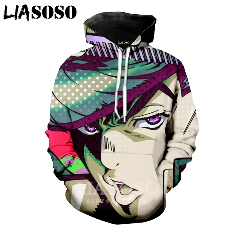 LIASOSO, зимняя мужская и женская толстовка Higashikata Josuke, 3D принт, JoJo, Необычные приключения, толстовки с длинным рукавом, топ, пуловер, B051-11 - Цвет: 20