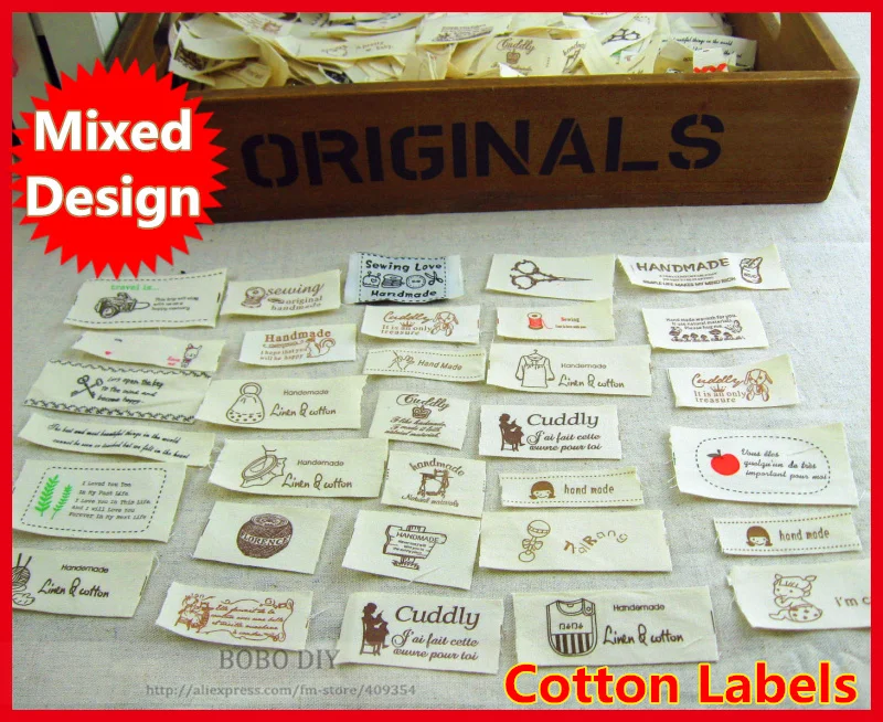 Min.order is $5 (mix order) 10pcs/lot cotton sewing Labels Zakka cute design perfect for DIY projects F005# | Дом и сад