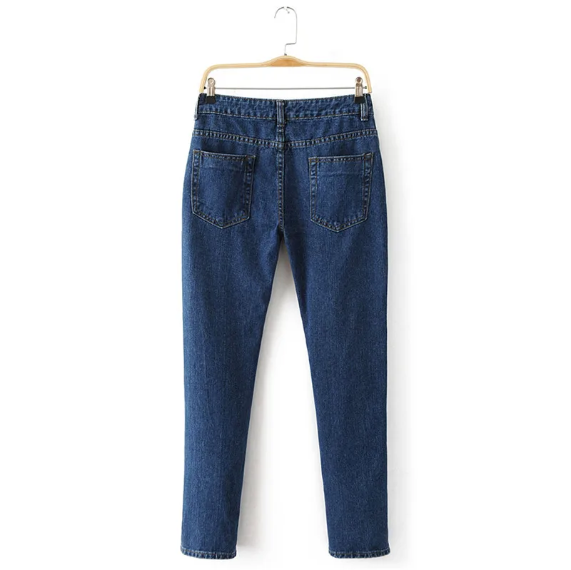 2017 Новый Тонкий Карандаш Брюки Старинные Высокой Талией Джинсы Цветок Вышивка