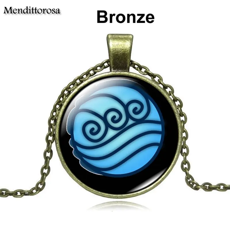 Mendittorosa Avatar the Last Airbender Jewelry Классический Стеклянный кабошон Серебряная цепочка