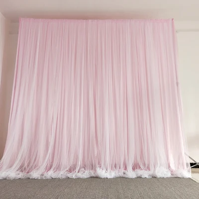 light pink 3X4 м пряжа шелковая ткань двойной слой свадебный фон настенные вечерние занавески для свадебной вечеринки украшение дома сценический фон - Цвет: light pink