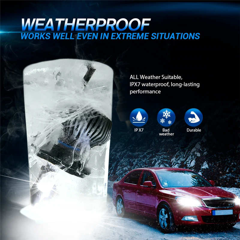 MICTUNING Автомобильный светодиодный фары для H4 Hi/короче спереди и длиннее сзади) луч все-в-одном Conversion Kit 60 Вт 6240LM 6500K холодный белый 12V 24V авто светодиодный фары