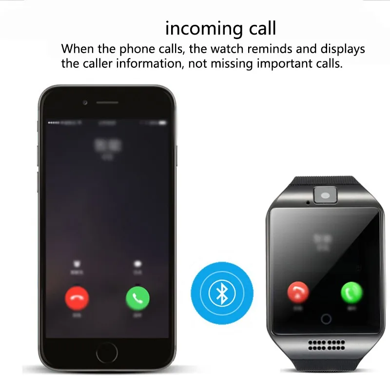 Смарт часы Q18 с Bluetooth и камерой Whatsapp твиттер Синхронизация SMS поддержкой sim карты tf