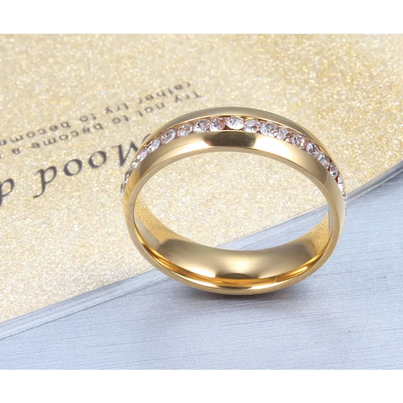 Vnox однорядные Кристалл камень кольцо для Для женщин Нержавеющая сталь свадебные