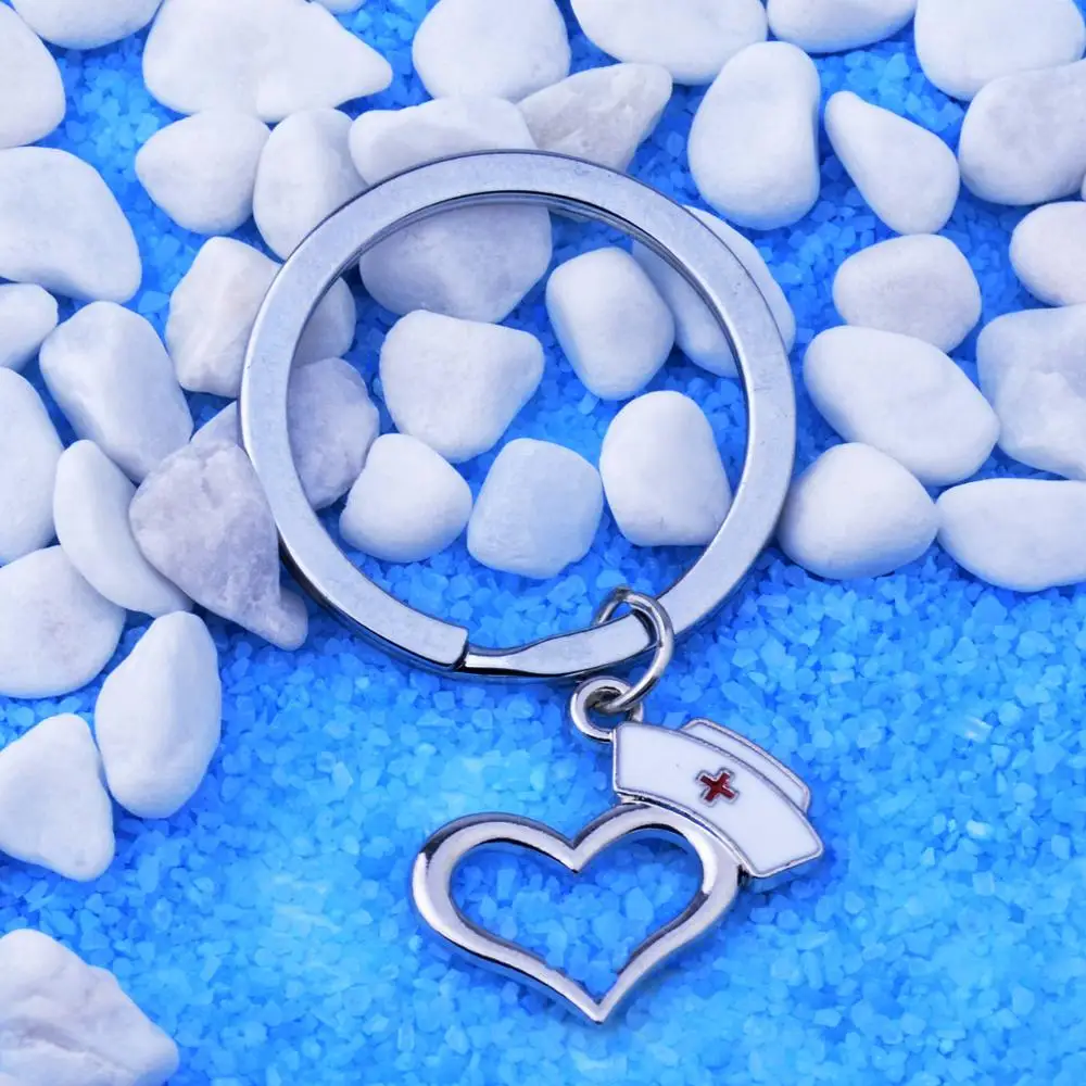 12PC Wholesale Love Heart Cap Keyring Medical Key Ring Charm Nurse Graduation Gift Women Men School Keychain Family Friend | Украшения и