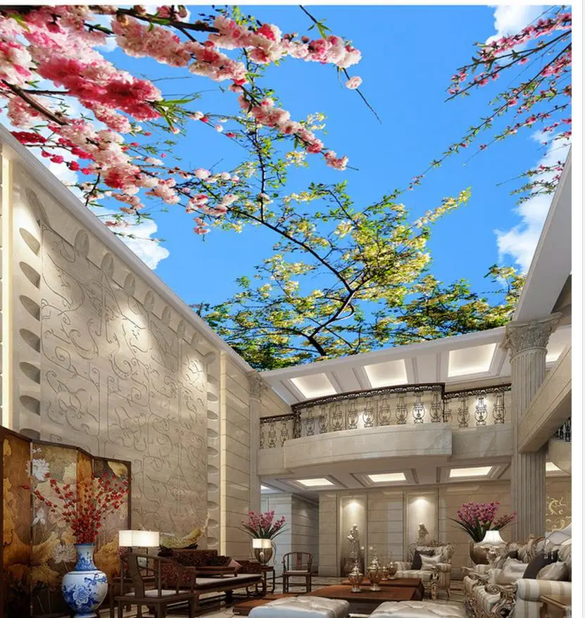 Красивое голубое и белое небо на заказ Потолочная Настенная картина для гостиной