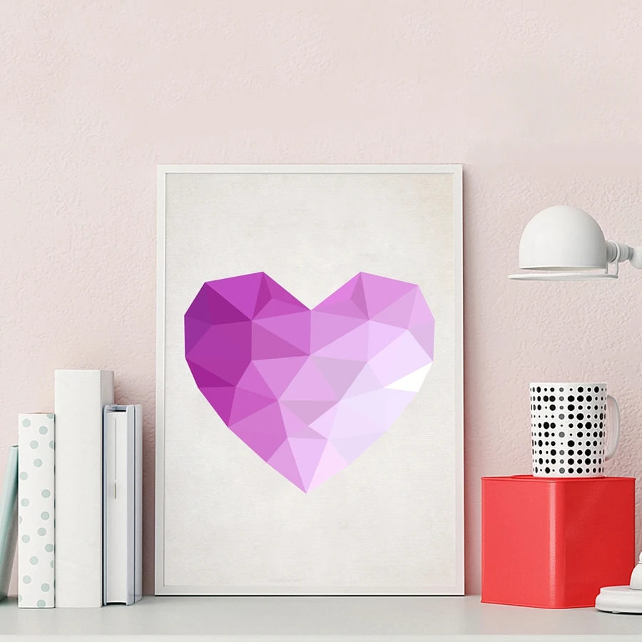 Геометрическая форма сердца алмазная любовь холст Художественная печать постер
