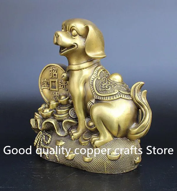 

China collection brass hand-carved wealth dog crafts statue