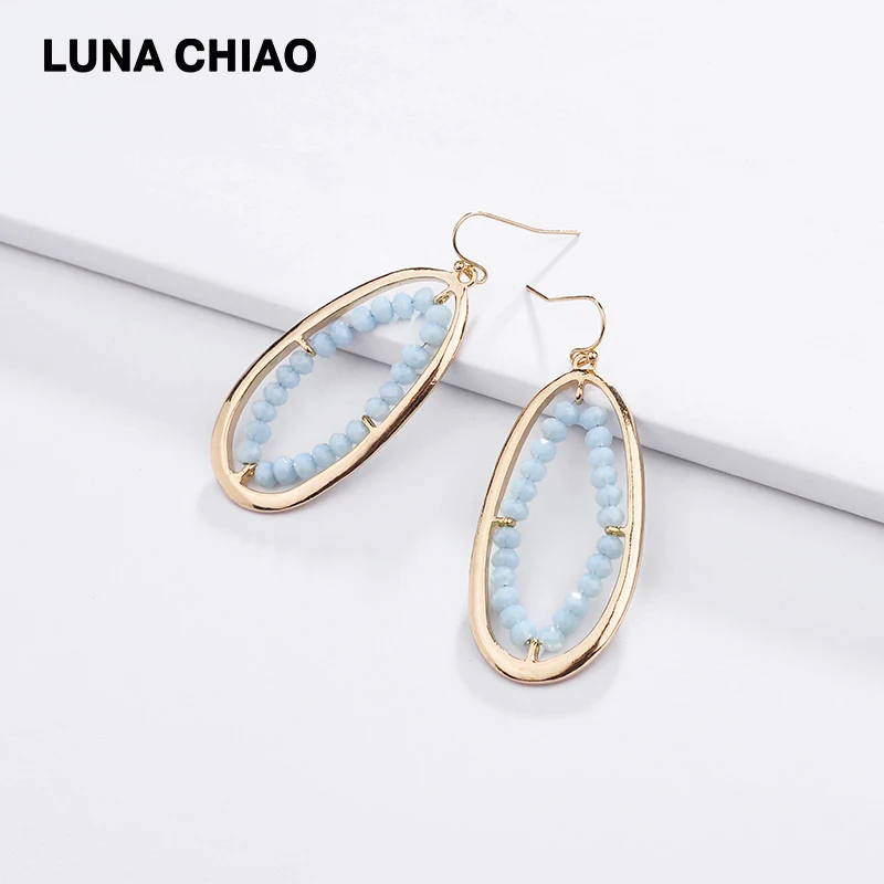 

LUNA CHIAO Spring Summer Crystal Earrings Simple Design Irregular Metal Drop Earring Gold Plating Statement Earring