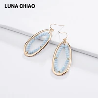 luna chiao spring summer crystal earrings simple design irregular metal drop earring gold plating statement earring