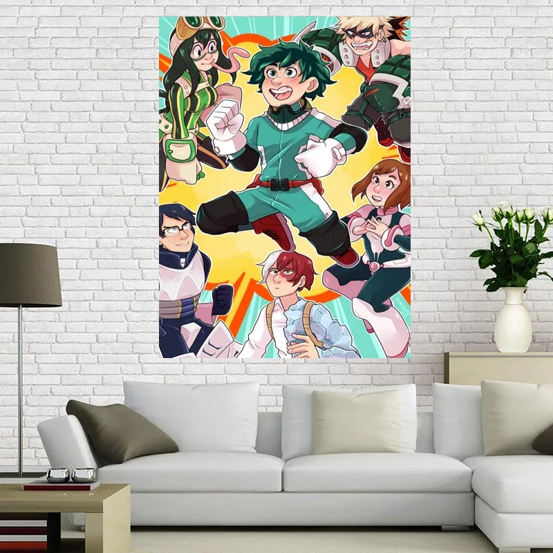 На заказ холст постер My Hero Academy художественная живопись Большой размер ткань