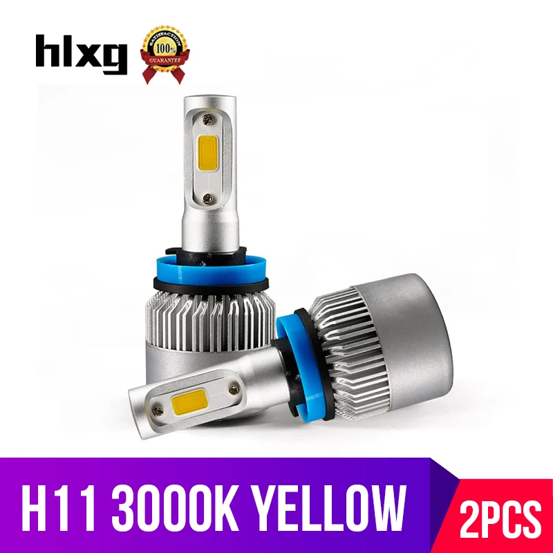 Hlxg 2 шт. оригинальная автомобильная запасная часть желтый H8 H11 Светодиодный 3000K