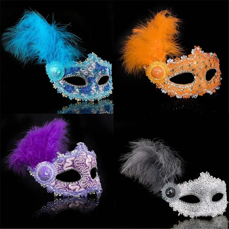 

Colorful Feather Mask Venice Princess Ball Mask Masquerade Dance Performance Masks Halloween Party Dress Supplies