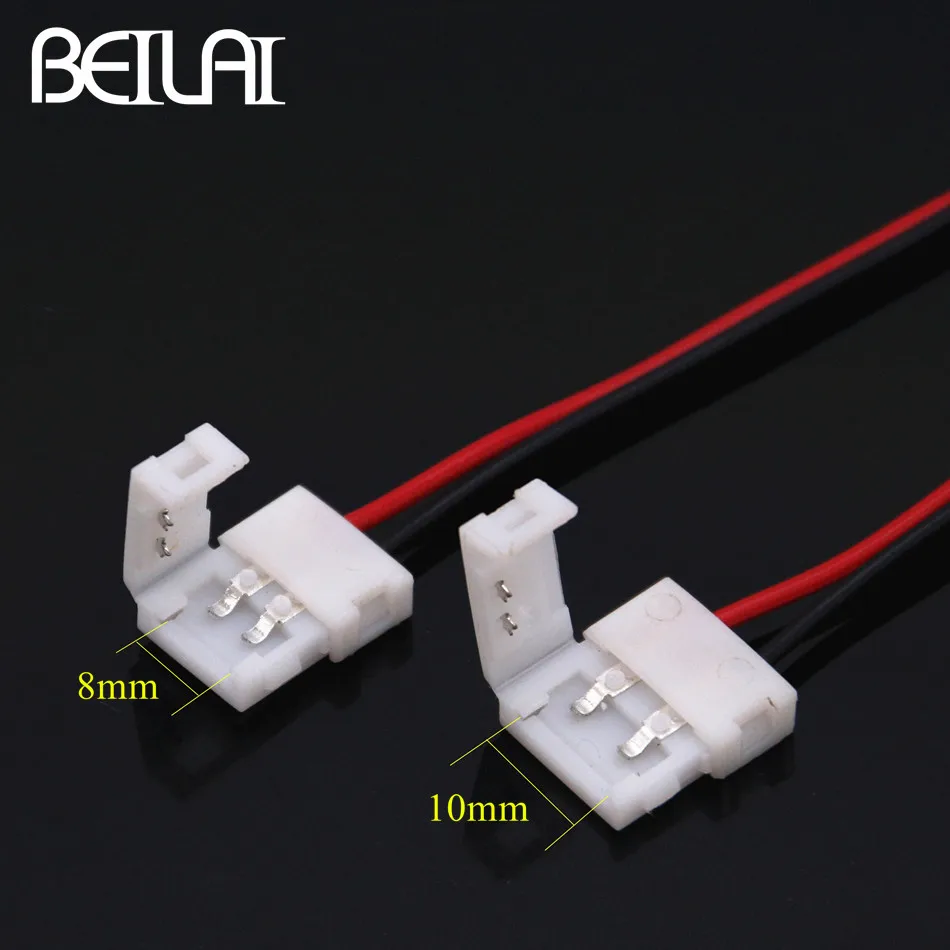 BEILAI 10 шт. 8 мм панель для крепления по ширине один цвет светодиодные ленты Разъем 2