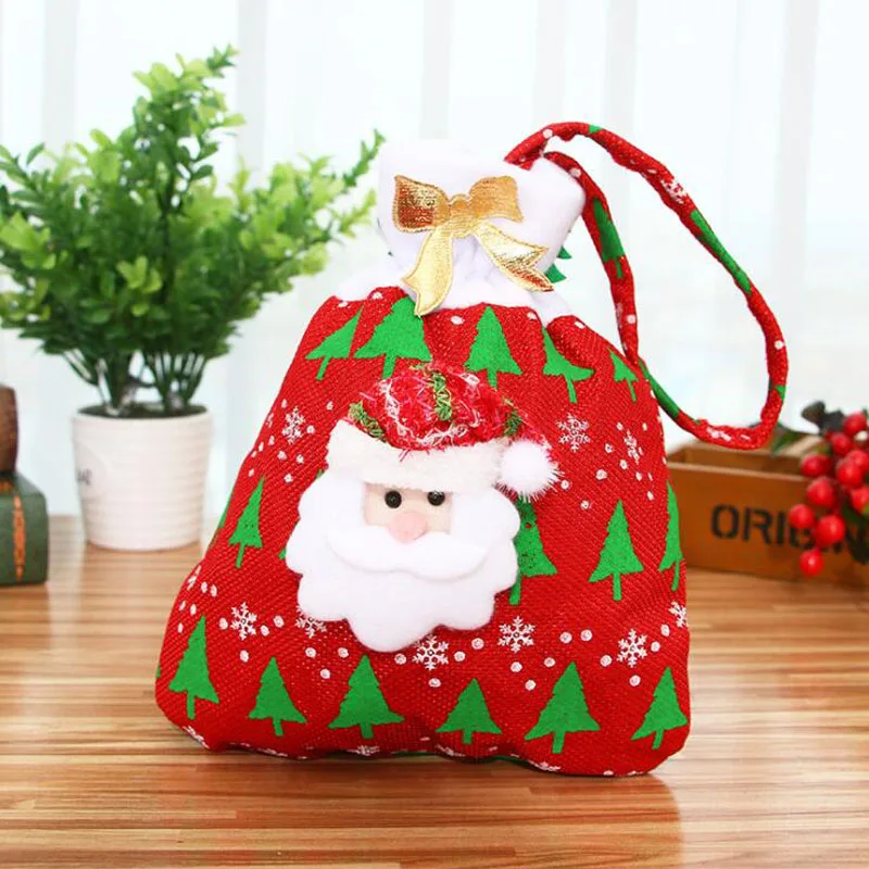 10 шт./лот рождественские подарочные мешочки с рисунком деда мороза 20 х 24 см