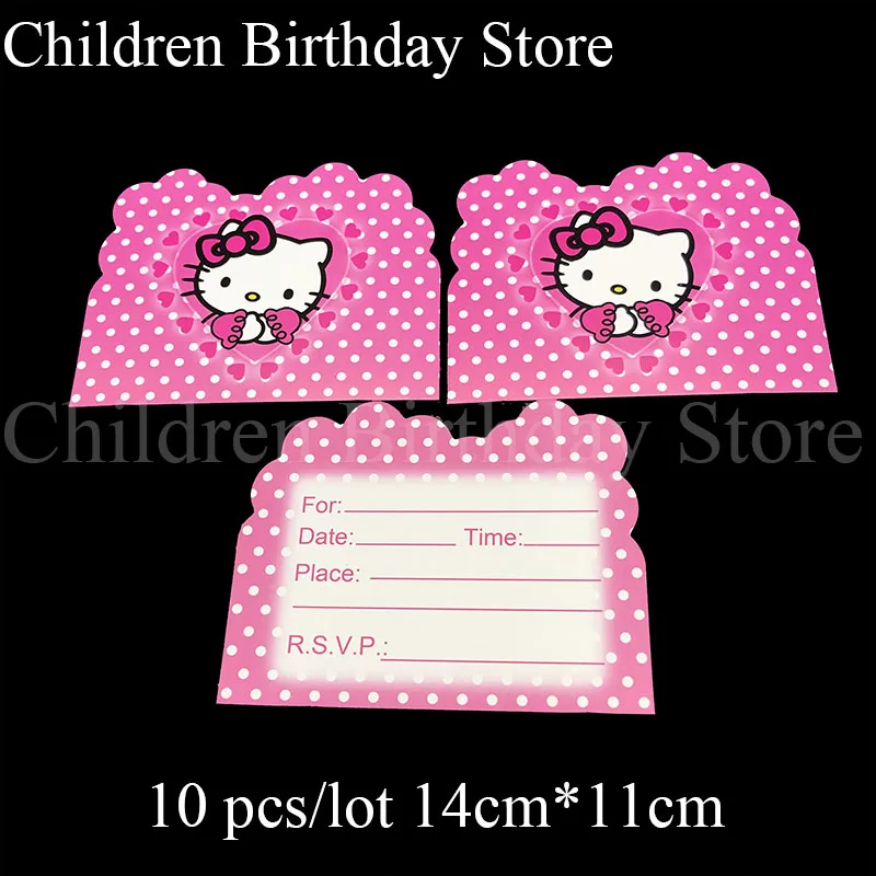 10 шт./лот Hello Kitty приглашения тема День Рождения украшения на день