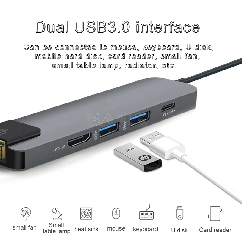 Basix USB C Hdmi 4K адаптер концентратор до Gigabit Ethernet Rj45 сетевой для Mac Book Pro Thunderbolt 3 hdmi