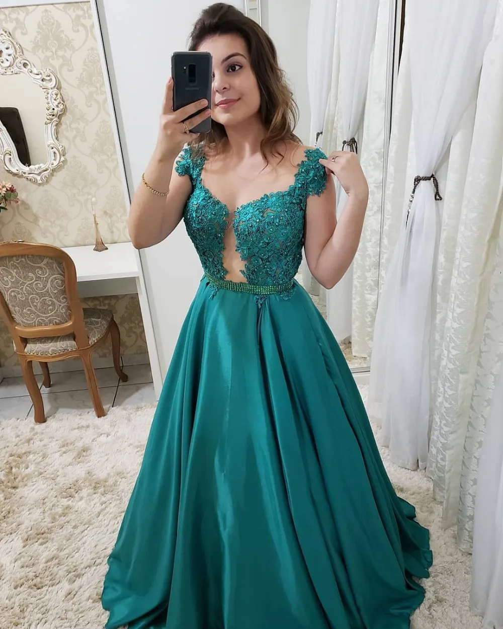Vestidos De Gala элегантное платье с рукавами крылышками и кружевной аппликацией для