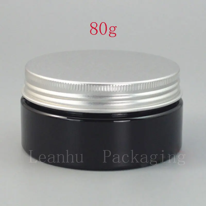 Black Cream Bottle With Silver Aluminum Screw Cap, Refillable Empty Cosmetics Container, Homemade Solid Perfume Makeup Container