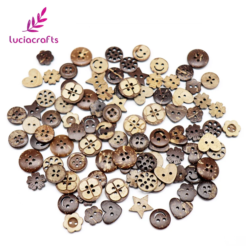 Lucia crafts 12 50 шт./лот 10 20 мм кокосовые деревянные кнопки Ассорти DIY Швейные