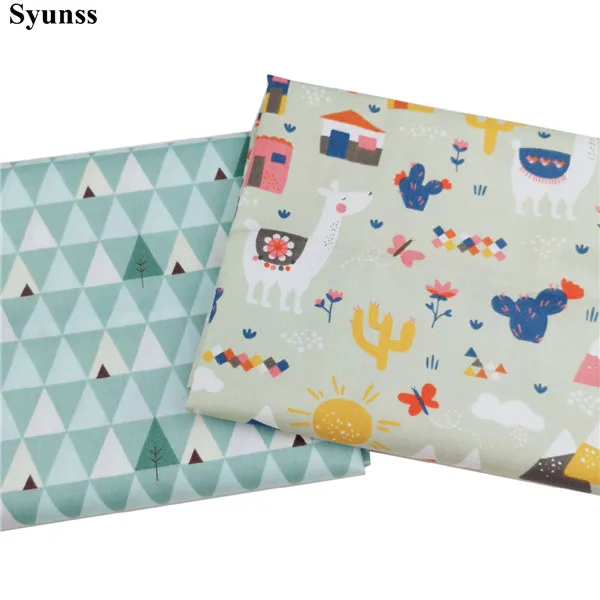each design Syunss Новая зеленая Альпака кактус с принтом хлопчатобумажная DIY ткань лоскутное одеяло шитье детская игрушка постельные принадлежности стеганый Tecido ткань - Цвет: each design