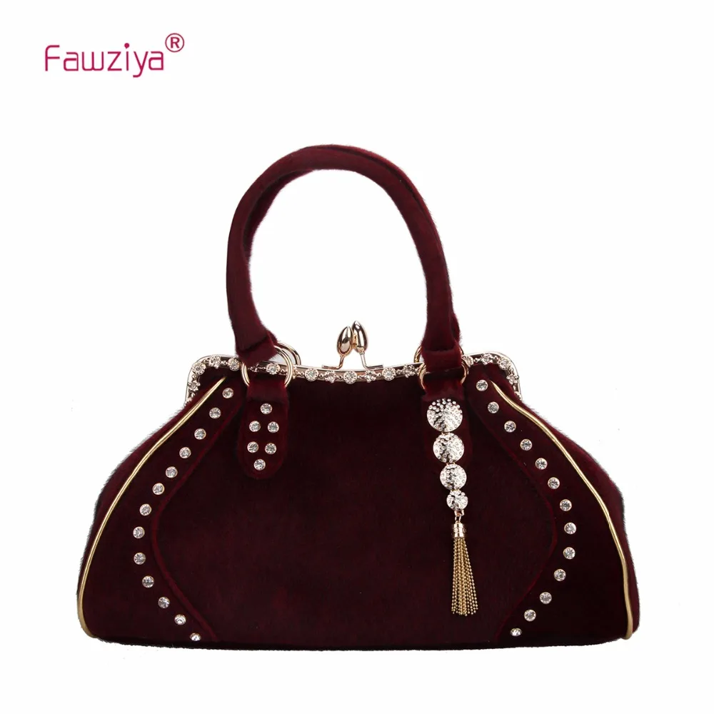 Женские сумки на ремне Fawziya украшенные кристаллами и кисточками|fur bag|bags for womenbag f |