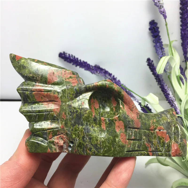 Large Natural Green Nakite Crystal Dragon Head Skull Hand Carved Gemstone Reiki Healing Chakra Stone Home Decoration | Дом и сад
