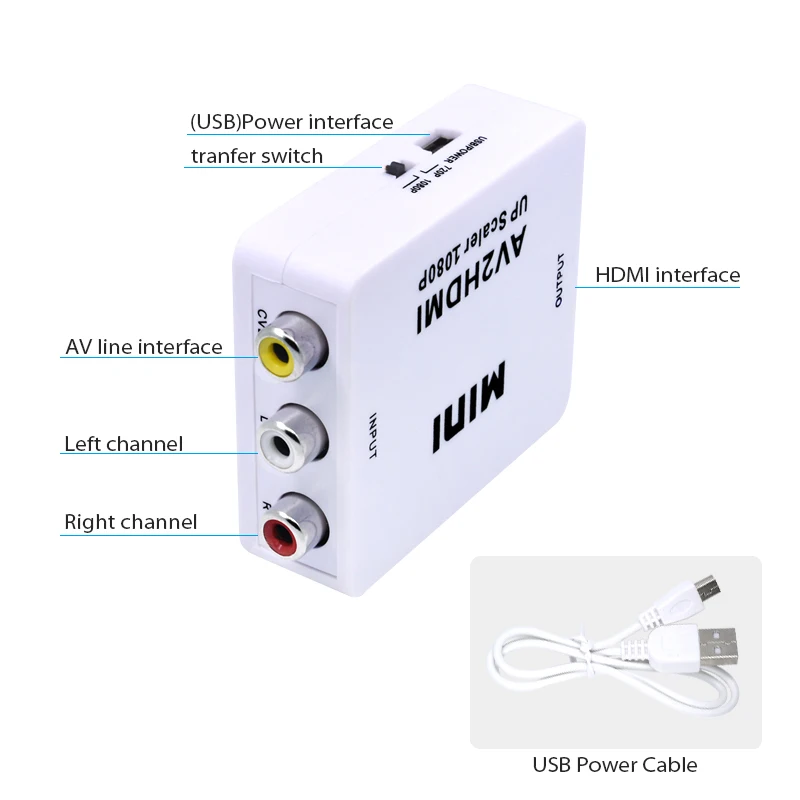 RCA AV конвертер HDMI мини композит CVBS к AV2HDMI видео для HDTV ТВ PS3 PS4 ПК DVD Xbox