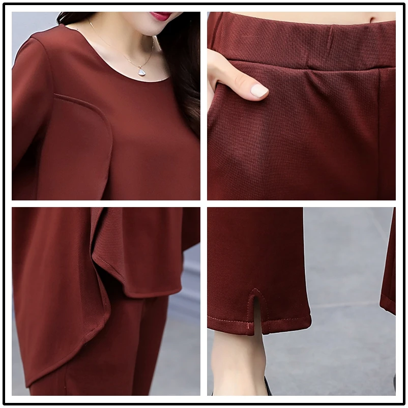 Plus Size 5xl Office Work Wild Two Piece Set Top And Pants Elegant Fashion Woman Suit Temperament Generous Conjunto Feminino |