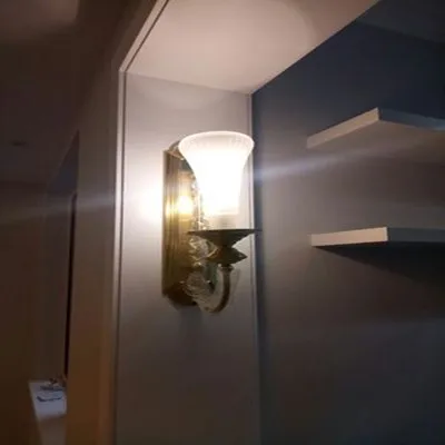 

2018 Hot Sale American Copper Wall Lamp European Living Room Bedroom Bedside Decoration Golden Glass Wall Light Free Shipping