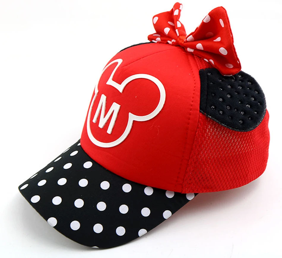 Шляпка для Девочки уши Микки бант узел дети Snapback мальчик демисезонная бейсболка Beanie ведро Кепка s Осень Дети мальчики девочки шляпа от солнца