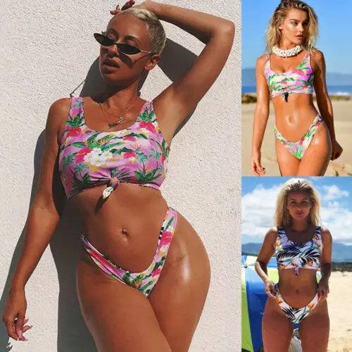 Комплект бикини с цветочным принтом из 2 предметов женский купальник-бандо