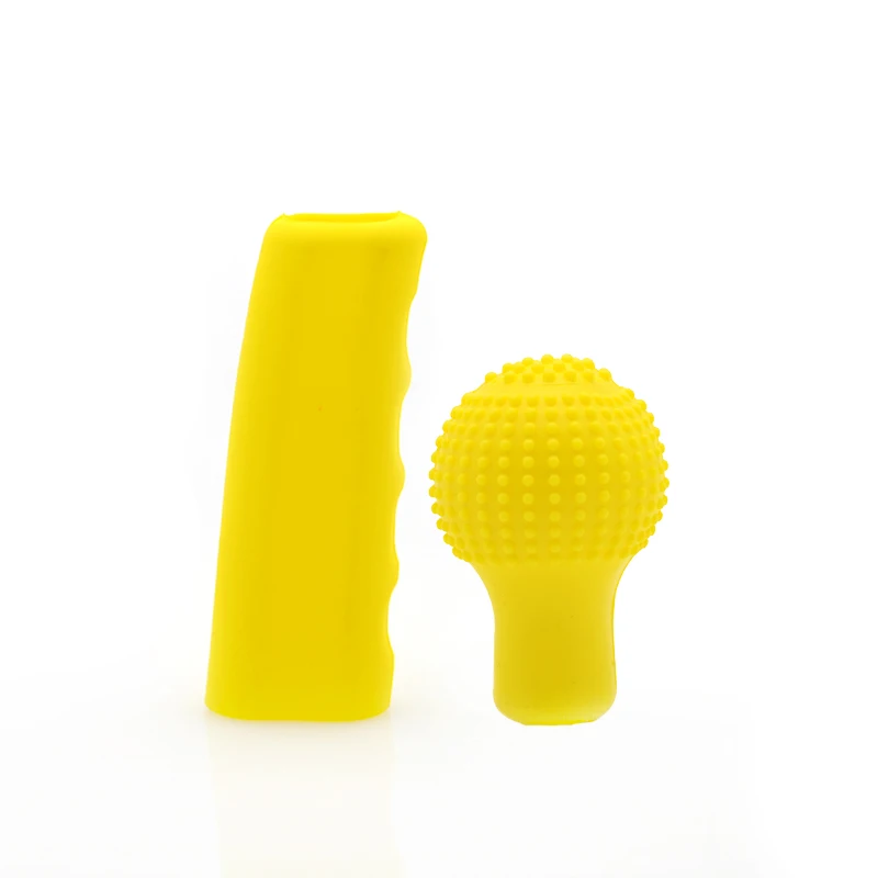 Yellow 2 шт авто Круглый Силиконовый чехол для рычага переключения передач ручной автоматический нескользящий рукоятки рычага чехол ручной тормоз ручка протектор - Название цвета: Yellow