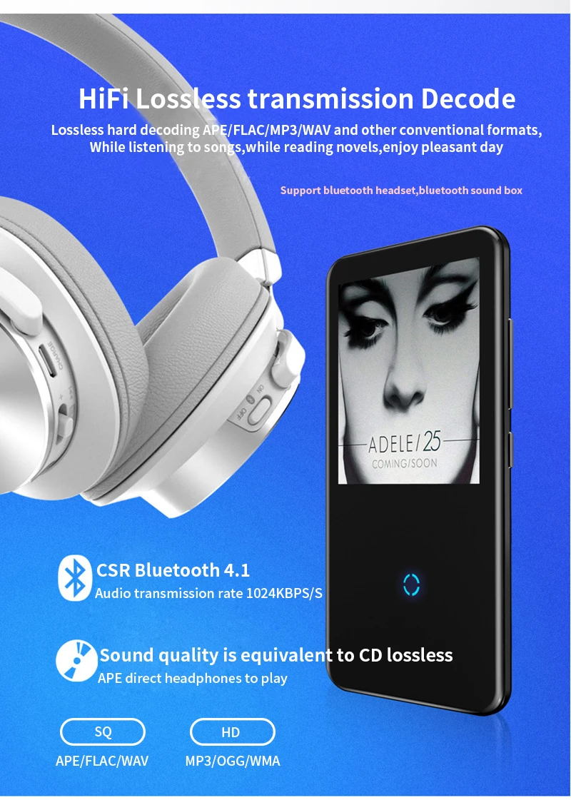 Mahdi M600 MP3 плеер Bluetooth HiFi 2,4 дюймов сенсорный экран видео плеер беспроводной портативный спортивный MP3 8 Гб Встроенный динамик fm-радио
